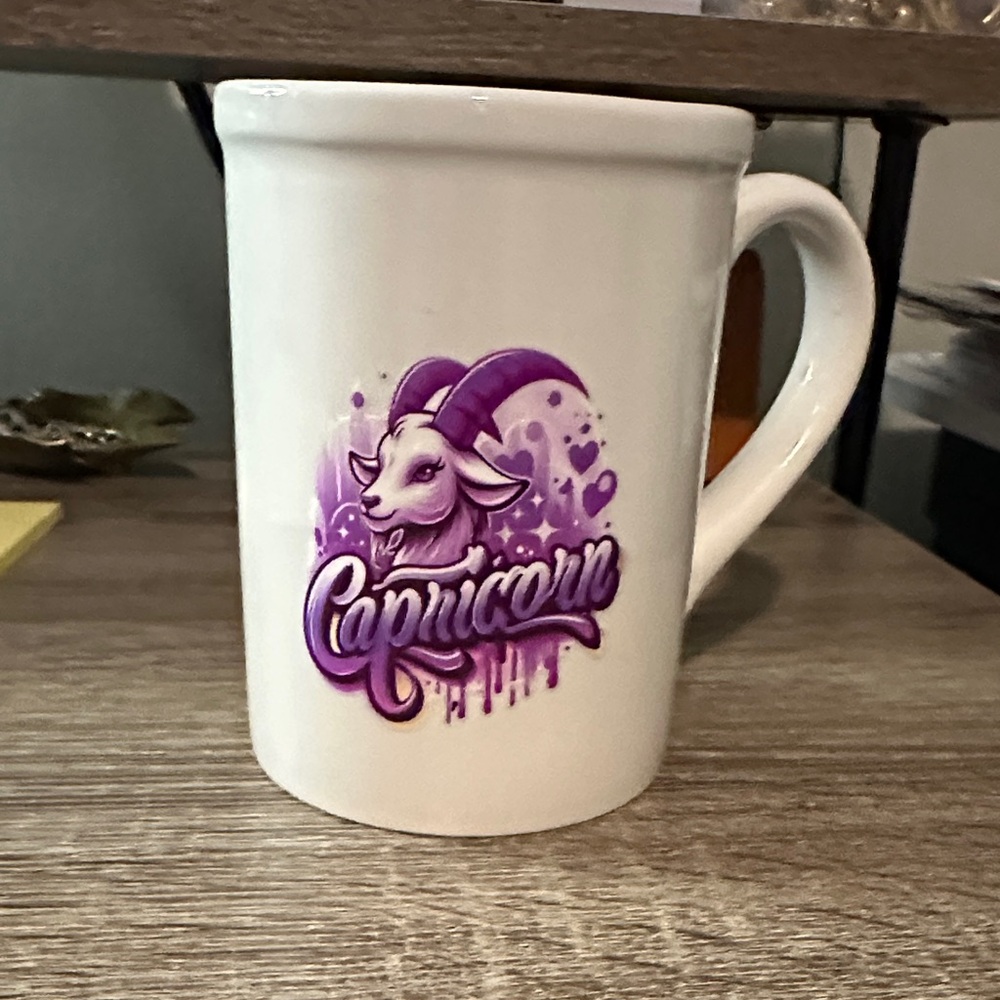 Capricorn White and Purple Mug